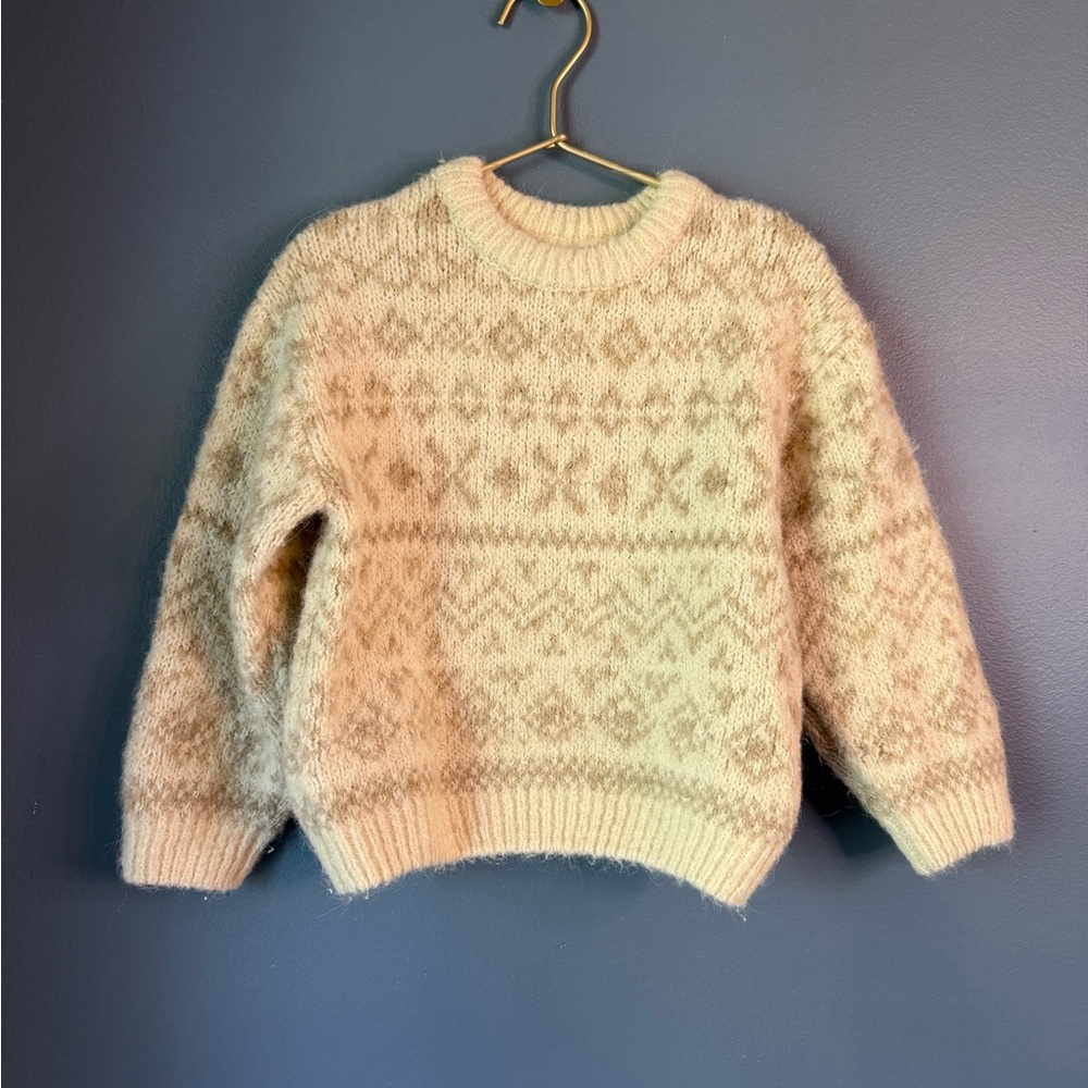Zara neutral cream fair‎ isle sweater